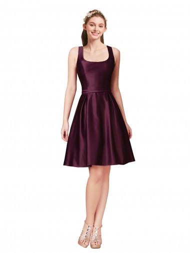 Best Satin V-Back Knee Length Bateau Neck A-Line Prom Dress Canada