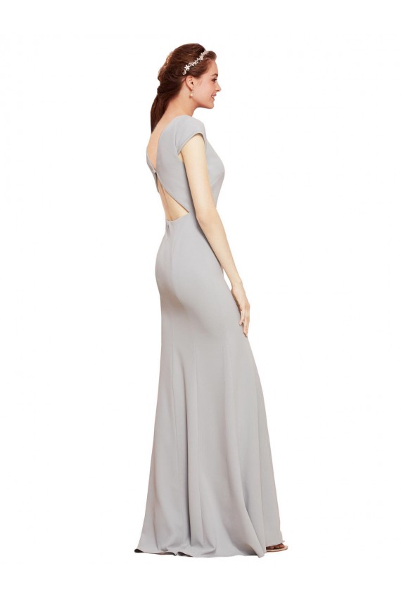 Best Stretch Crepe Open Back Long Boat Neck A-Line Prom Dress Canada
