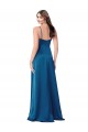 Best Silky Satin Low Back Long Spaghetti Straps Peacock Blue A-Line Prom Dress Canada
