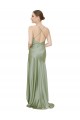 Best Silky Satin Criss Cross Open Back Long Cowl Neck A-Line High Low Prom Dress Canada