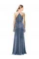 Best Stretch Velvet Keyhole Back Long Spaghetti Straps Dusty Blue A-Line Prom Dress Canada