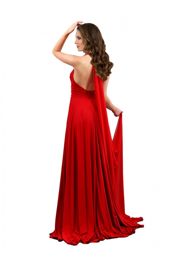 Best Spandex Criss Cross Open Back Long Halter Neck A-Line Prom Dress Canada