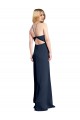 Best Stretch Satin Criss Cross Open Back Long Halter Neck A-Line Prom Dress Canada