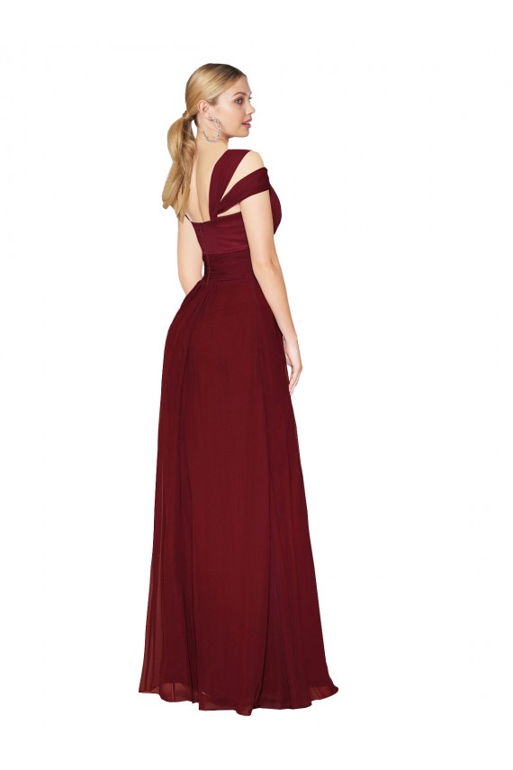 Best Soft Chiffon Long Sweetheart Burgundy A-Line Prom Dress Canada