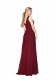 Best Soft Chiffon V-Back Long V-Neck Burgundy A-Line Prom Dress Canada