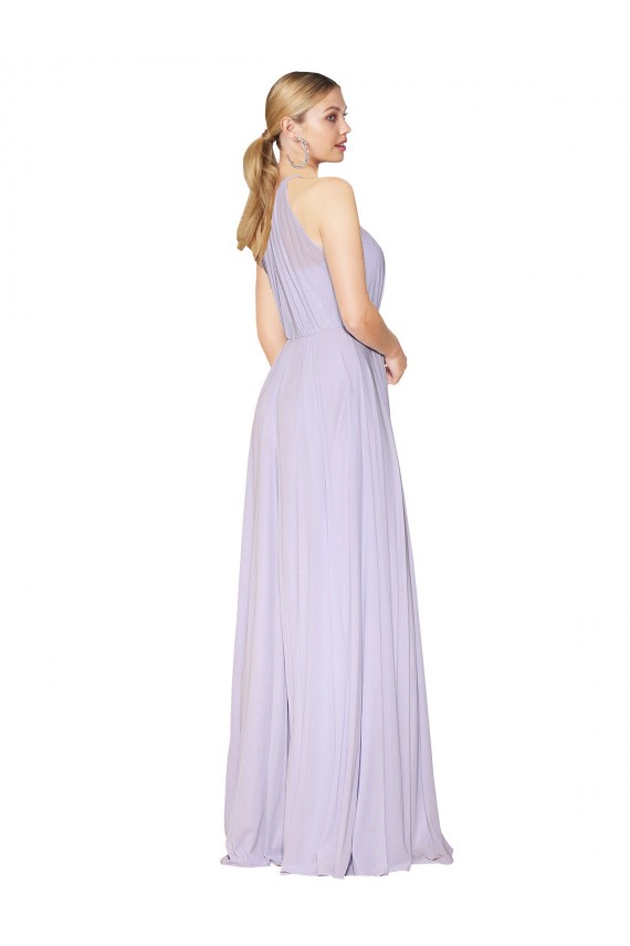 Best Soft Chiffon Long Halter Neck A-Line Prom Dress Canada