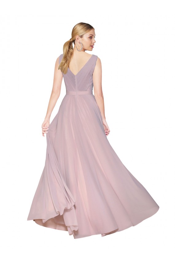 Best Soft Chiffon V-Back Long V-Neck Primrose A-Line Prom Dress Canada