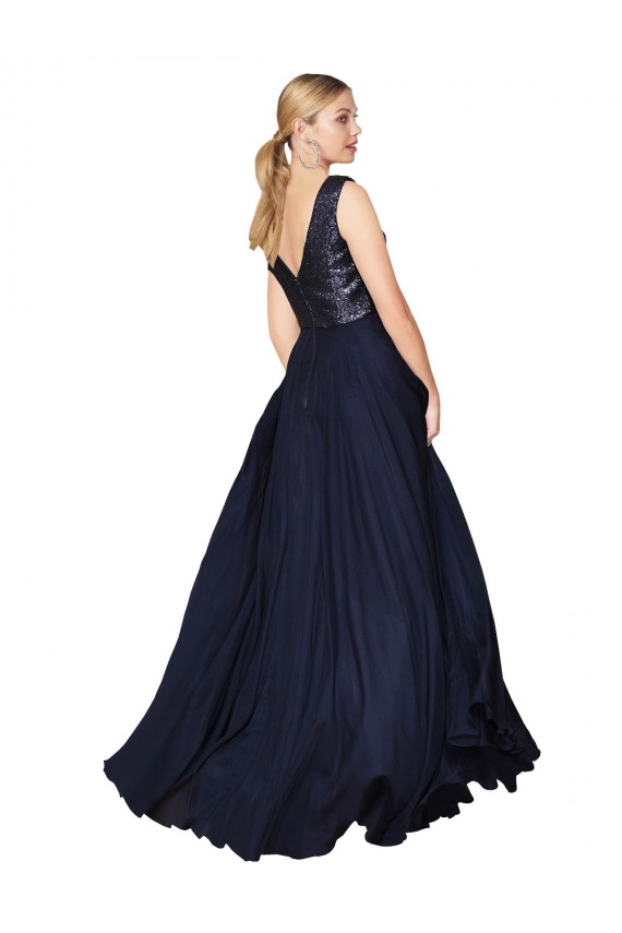 Best Soft Chiffon & Sequin V-Back Long V-Neck A-Line Prom Dress Canada
