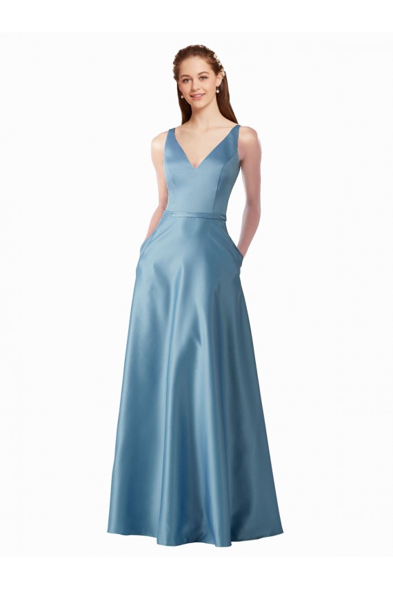 Best Satin Long High Neck A-Line Black Tie Prom Dress Canada