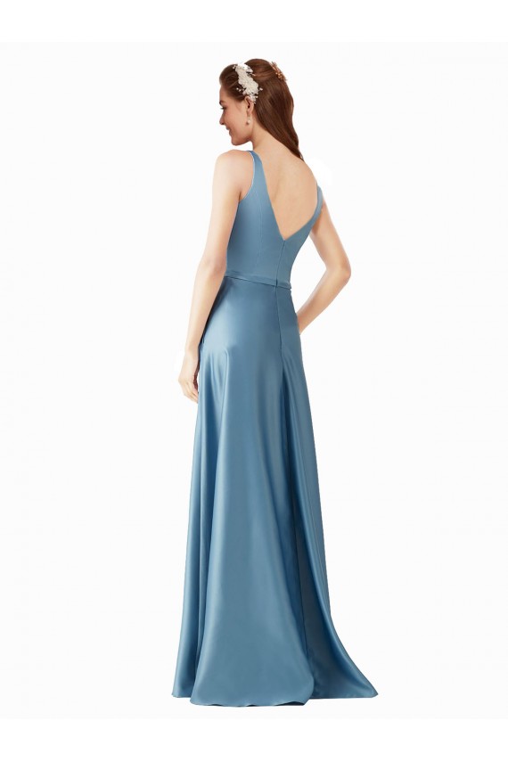 Best Satin Long High Neck A-Line Black Tie Prom Dress Canada
