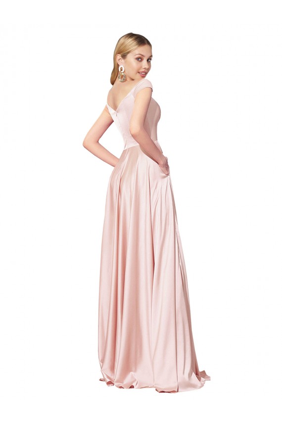 Best Satin Long Off the Shoulder A-Line Prom Dress Canada