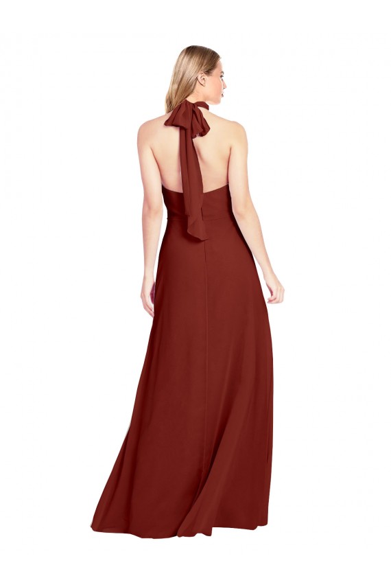 Best Soft Chiffon Open Back Long Halter Neck A-Line Prom Dress Canada