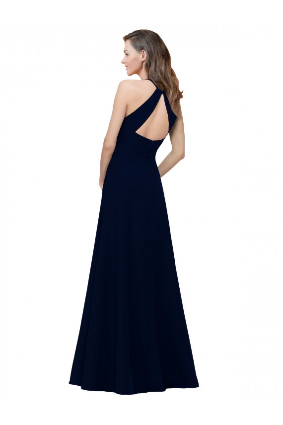 Best Stretch Crepe Keyhole Back Long Jewel Neck A-Line Prom Dress Canada