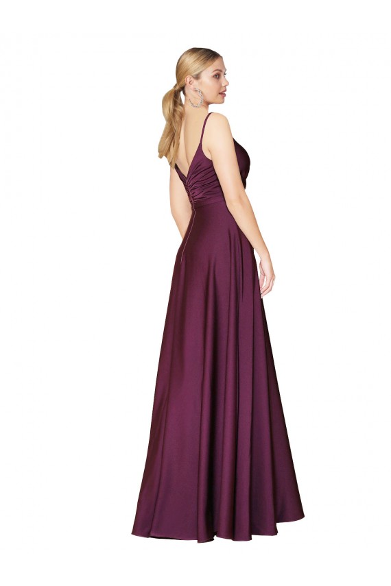 Best Stretch Crepe V-Back Long Spaghetti Straps A-Line Prom Dress Canada
