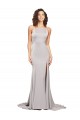 Best Stretch Satin Low Back Sweep Train High Neck A-Line Prom Dress Canada