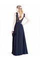 Best Soft Chiffon & Lace V-Back Long Illusion Neck A-Line Prom Dress Canada