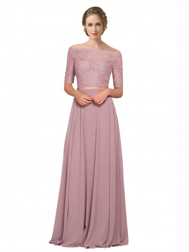 Best Soft Chiffon & Lace Long Off the Shoulder A-Line Prom Dress Canada
