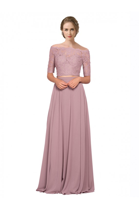Best Soft Chiffon & Lace Long Off the Shoulder A-Line Prom Dress Canada