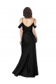 Best Silky Satin Low Back Long Off the Shoulder Black A-Line Prom Dress Canada
