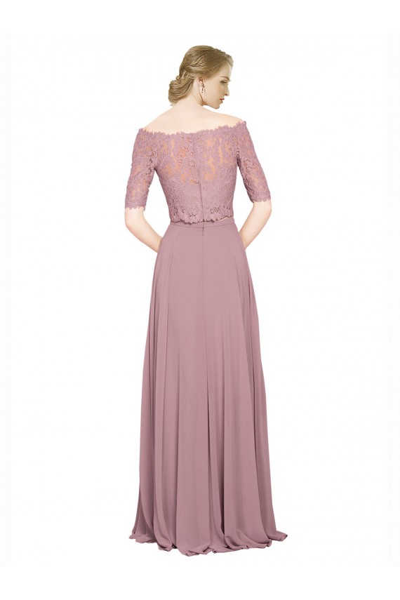 Best Soft Chiffon & Lace Long Off the Shoulder A-Line Prom Dress Canada