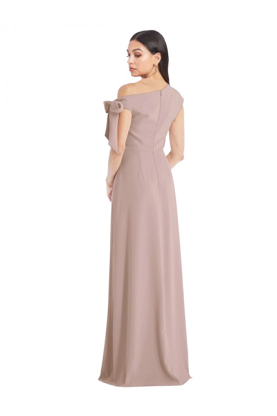 Best Stretch Crepe Long Off the Shoulder Dusty Pink A-Line Prom Dress Canada