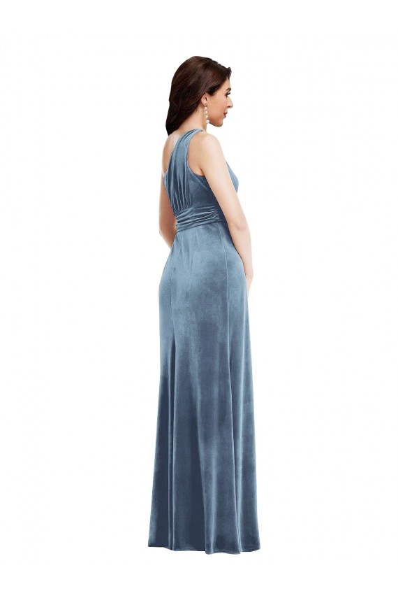 Best Stretch Velvet Long Off the Shoulder A-Line Evening Prom Dress Canada