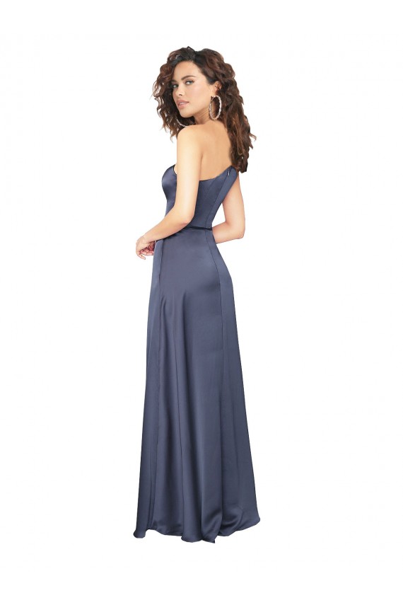 Best Silky Satin Long One Shoulder Dusk A-Line Prom Dress Canada