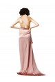 Best Silky Satin Open Back Long One Shoulder A-Line Prom Dress Canada