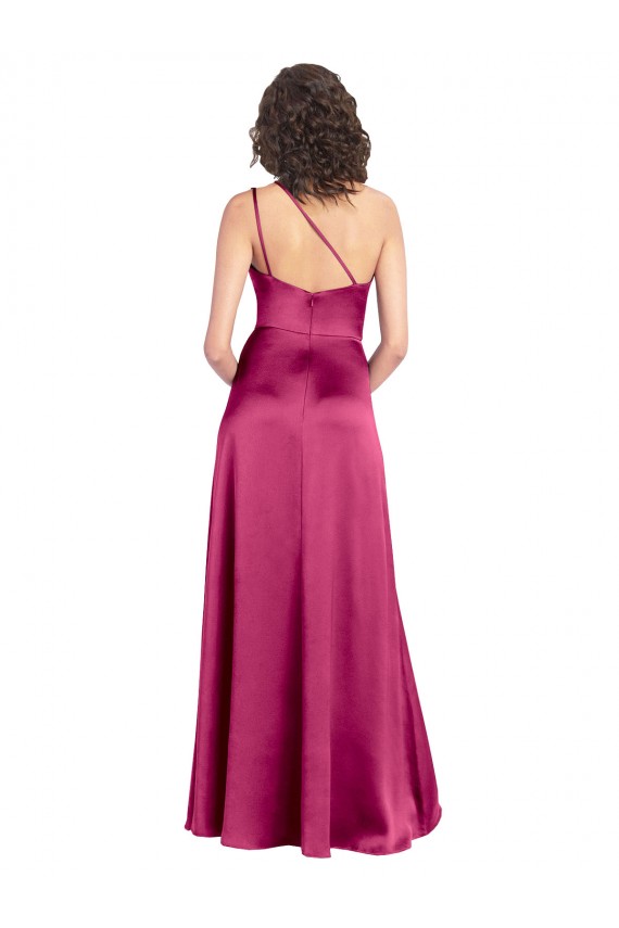 Best Stretch Satin Open Back Long One Shoulder A-Line Prom Dress Canada