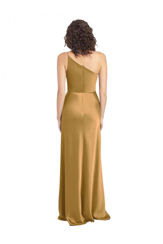 Best Stretch Satin Long One Shoulder A-Line Prom Dress Canada