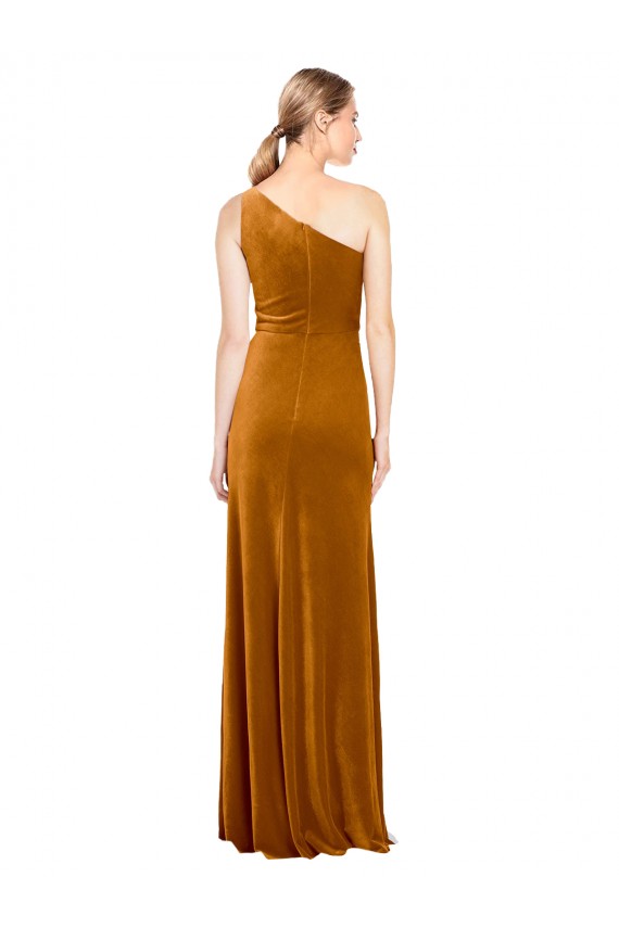 Best Stretch Velvet Long One Shoulder A-Line Prom Dress Canada