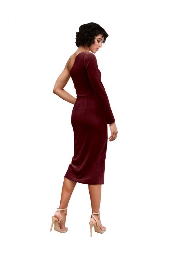 Best Stretch Velvet Midi Length One Shoulder A-Line Black Tie Prom Dress Canada