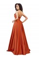 Best Silky Satin Low Back Sweep Train Round Neck A-Line Prom Dress Canada