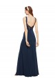 Best Stretch Crepe Low Back Long Round Neck A-Line Prom Dress Canada