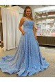 Best Velvet Sequin Court Train Scoop Neck A-Line Prom Dress Canada