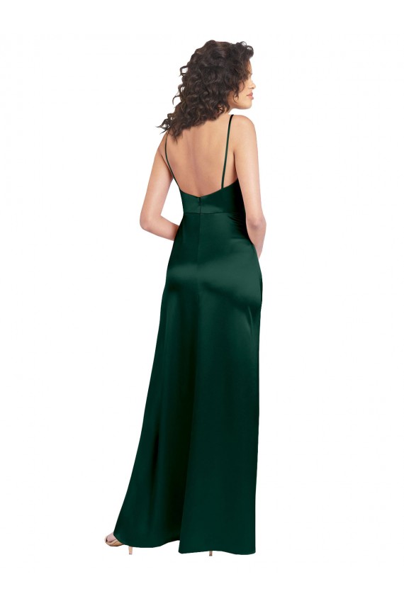 Best Stretch Satin Open Back Long Scoop Neck A-Line Prom Dress Canada