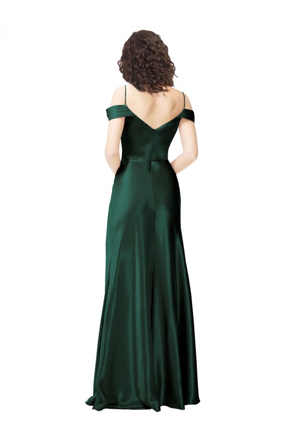 Best Stretch Satin V-Back Long Off the Shoulder A-Line Prom Dress Canada