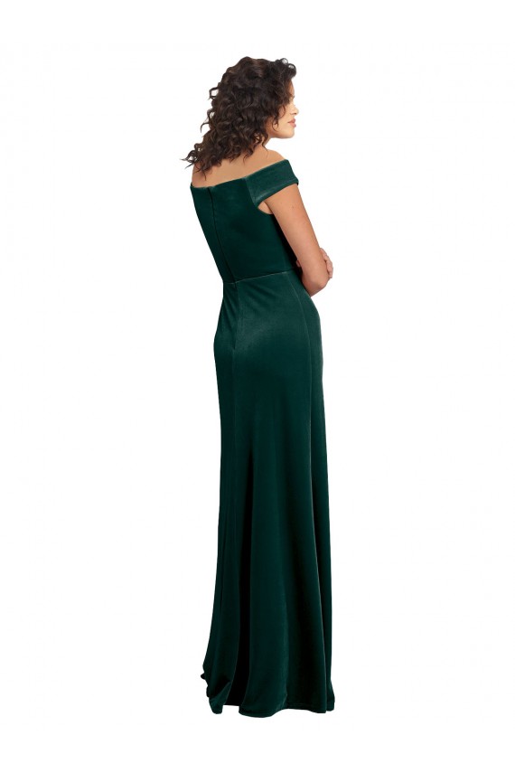 Best Stretch Velvet Long Square Neck A-Line High Side Slit Prom Dress Canada