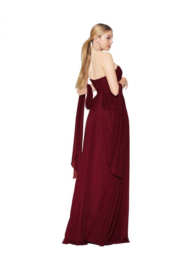 Best Soft Chiffon Sleeveless Sweetheart Burgundy A-Line Prom Dress Canada