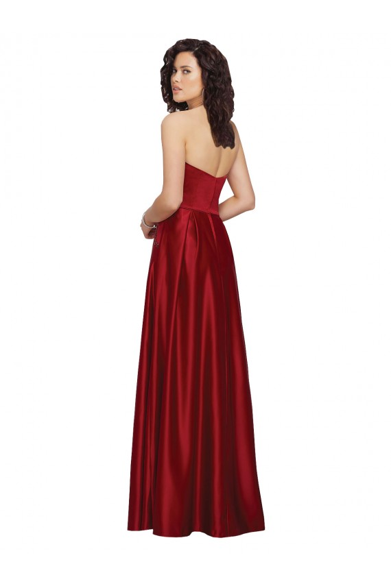Best Satin Long Strapless A-Line Prom Dress Canada