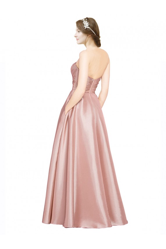 Best Stretch Satin Low Back Long Sweetheart A-Line Black Tie Prom Dress Canada