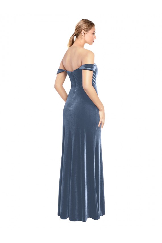 Best Stretch Velvet Long Off the Shoulder A-Line Prom Dress Canada