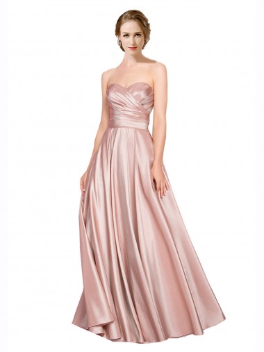 Best Stretch Satin Low Back Long Sweetheart A-Line Black Tie Prom Dress Canada