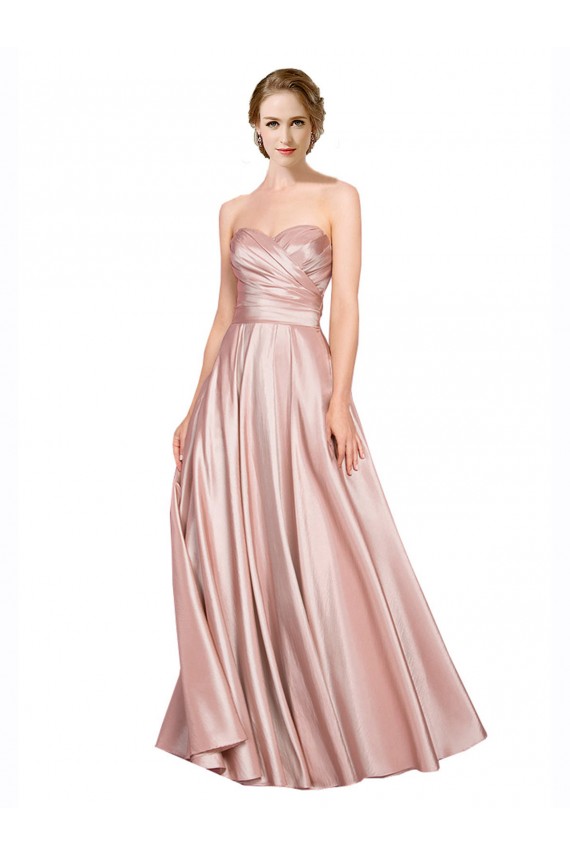 Best Stretch Satin Low Back Long Sweetheart A-Line Black Tie Prom Dress Canada