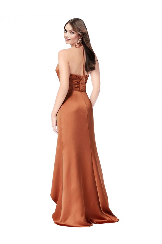 Best Silky Satin Low Back Long Spaghetti Straps A-Line High Low Prom Dress Canada