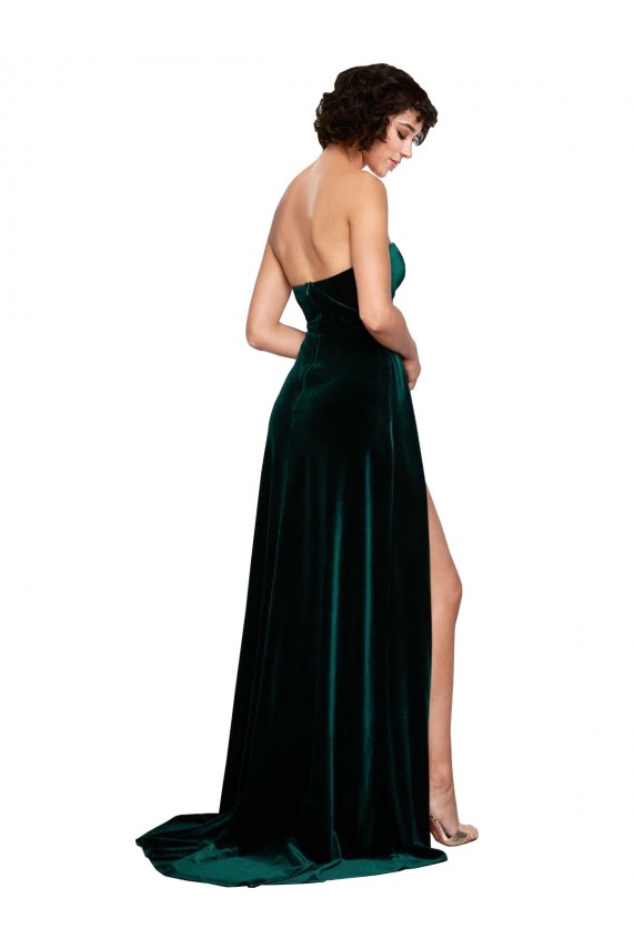 Best Stretch Velvet Low Back Sweep Train Sweetheart A-Line Prom Dress Canada