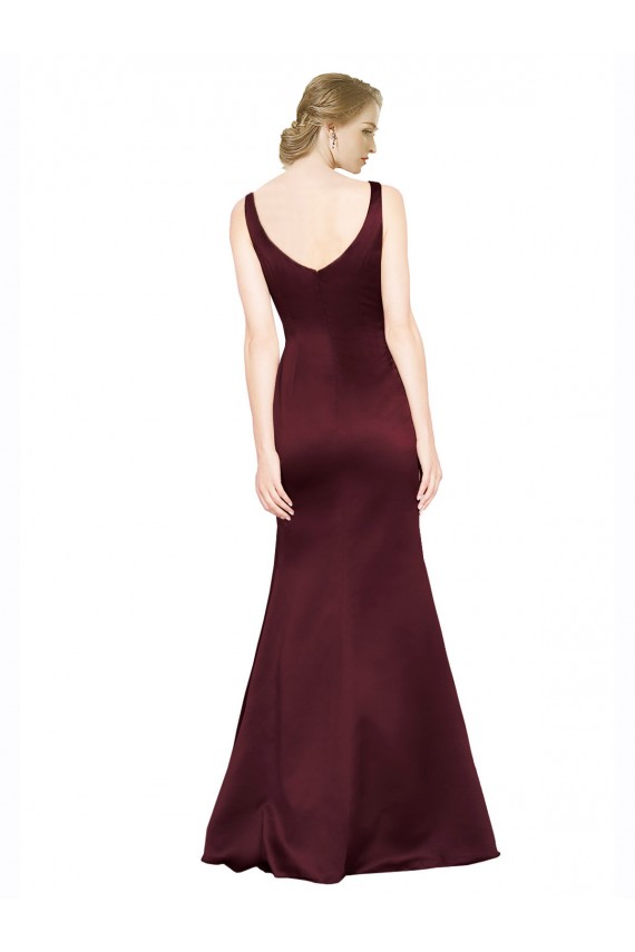Best Satin Low Back Long V-Neck A-Line Black Tie Prom Dress Canada