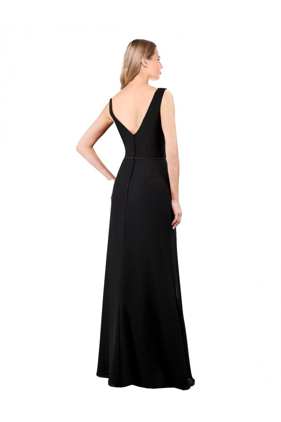 Best Soft Chiffon V-Back Long V-Neck A-Line Prom Dress Canada