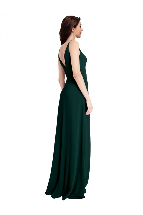 Best Stretch Crepe Long V-Neck A-Line Side Slit Prom Dress Canada