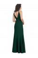 Best Stretch Crepe V-Back Long V-Neck Midnight Green A-Line Prom Dress Canada